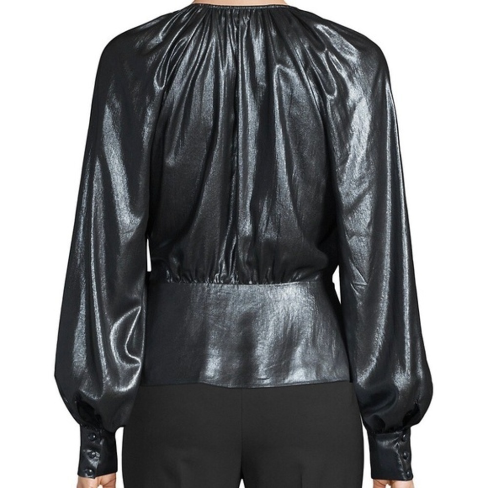 Parker Sheridan Metallic Wrap Blouse NIGHT SKY XS - Picture 4 of 13